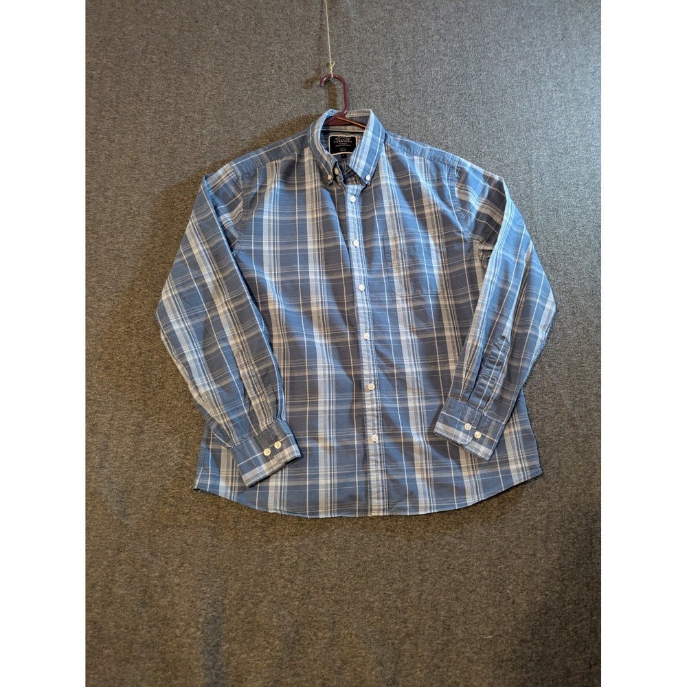 Charles Tyrwhitt Shirt‎ Men's Large Slim Fit Blue Plaid Long Sleeve Button Down